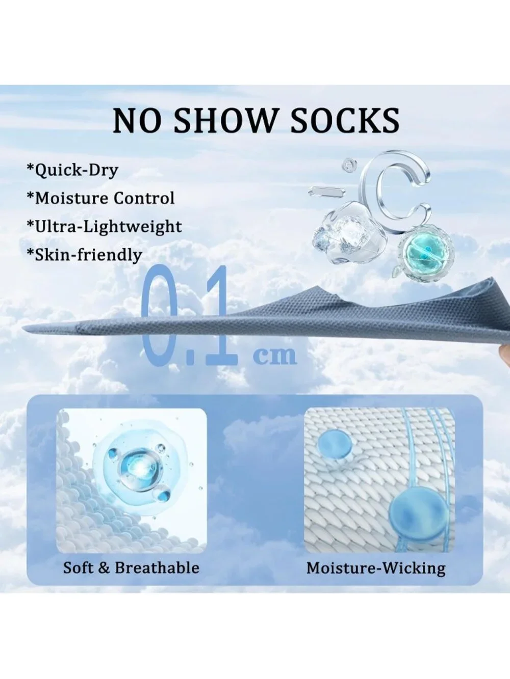 🧦Women Black White 6 Pairs No Show Socks Slip Liner Breathable Invisible Socks